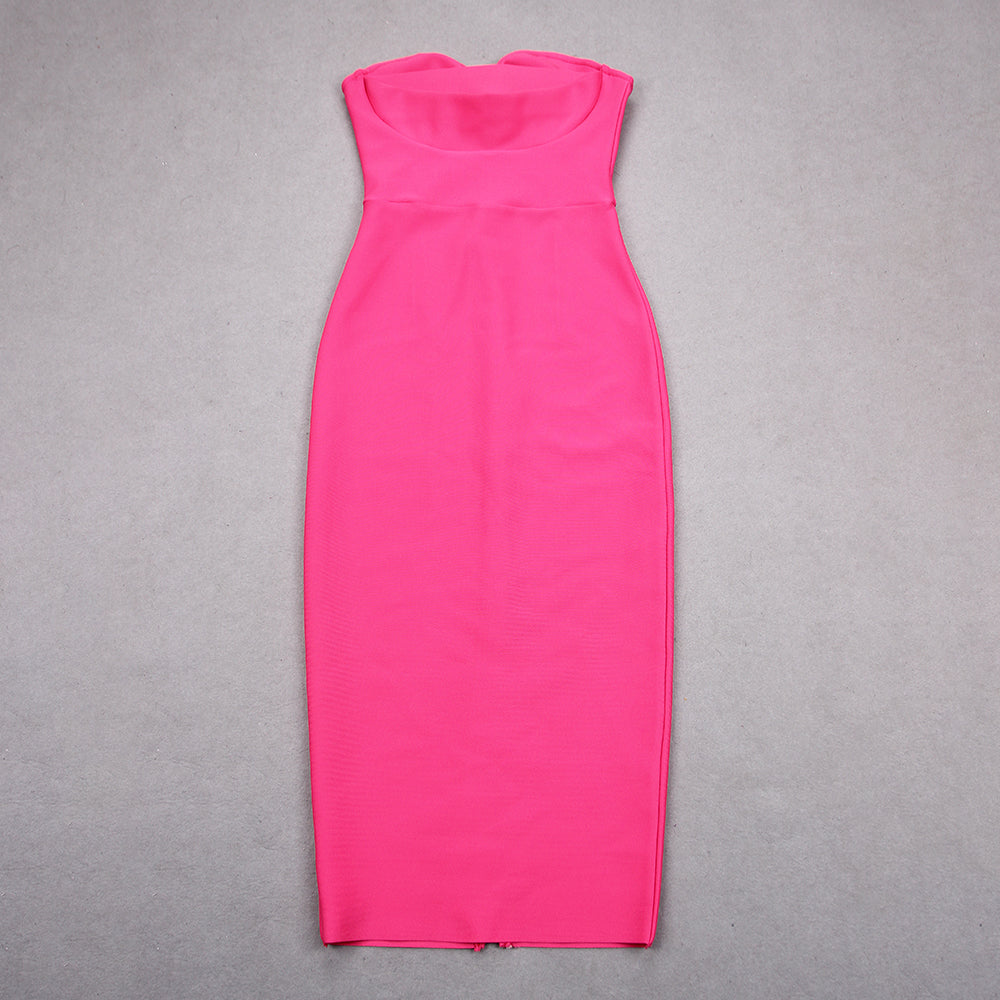 Rose Red Midi Bandage Dress