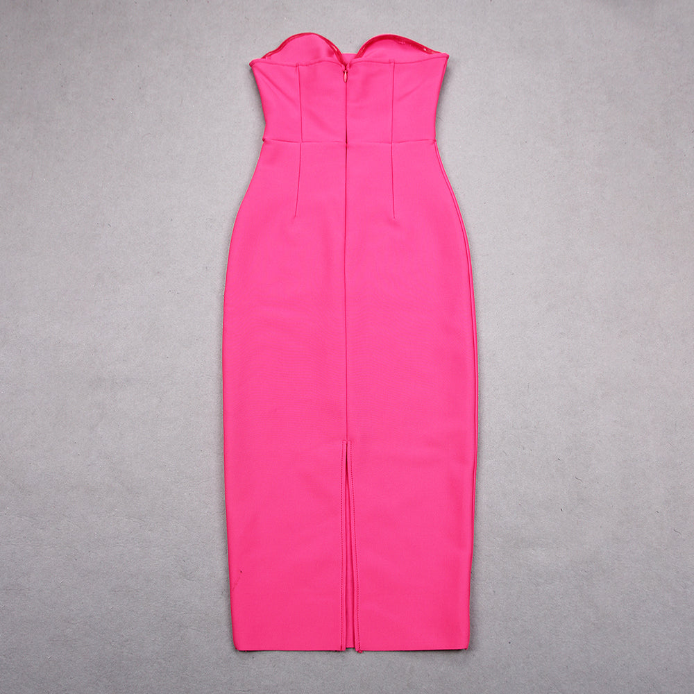 Rose Red Midi Bandage Dress