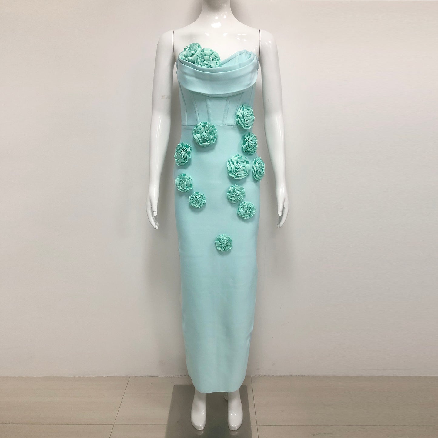 Strapless 3D Floral Bandage Dress