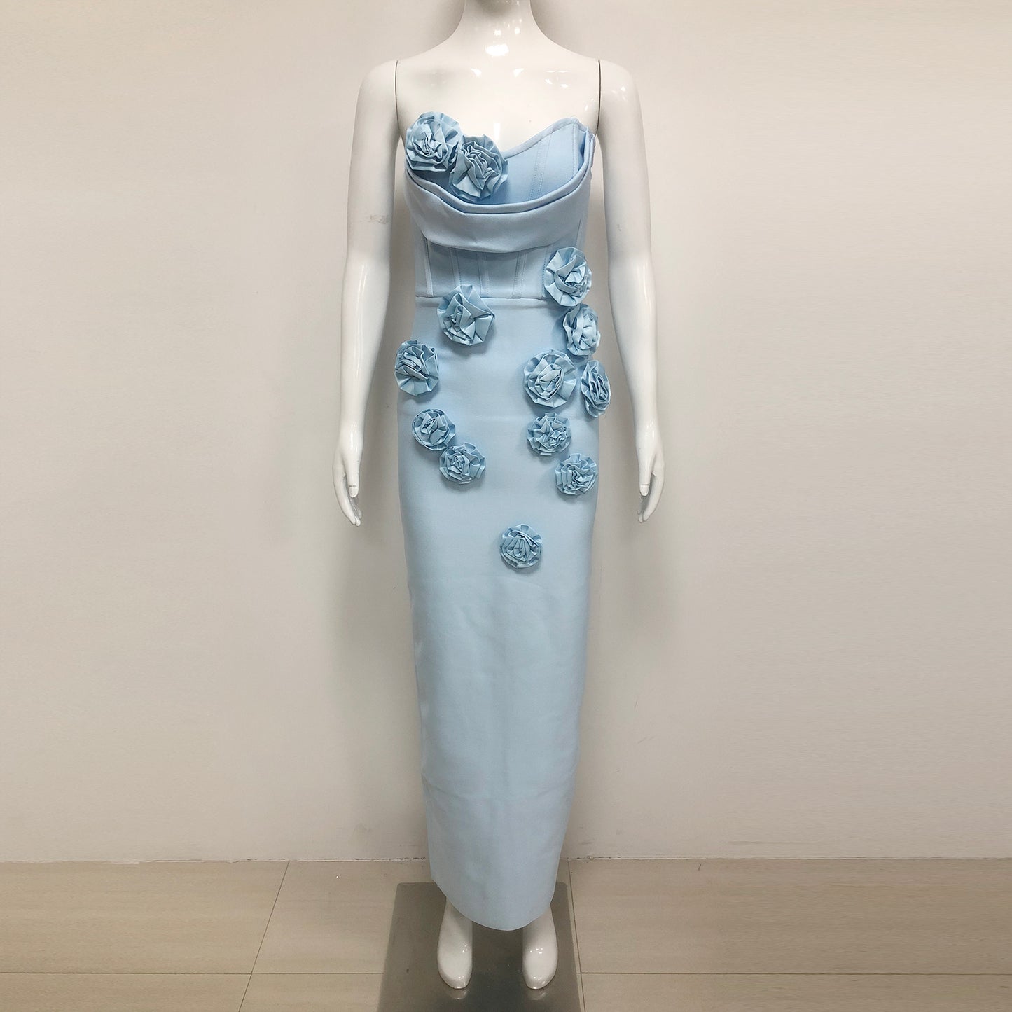 Strapless 3D Floral Bandage Dress