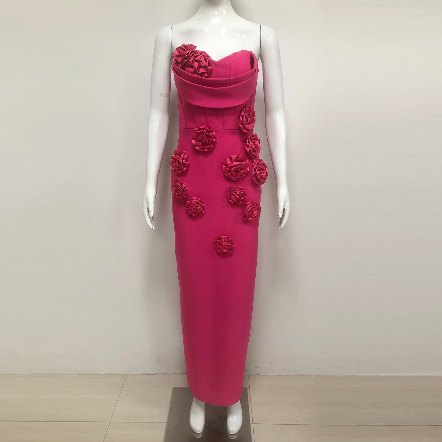 Strapless 3D Floral Bandage Dress