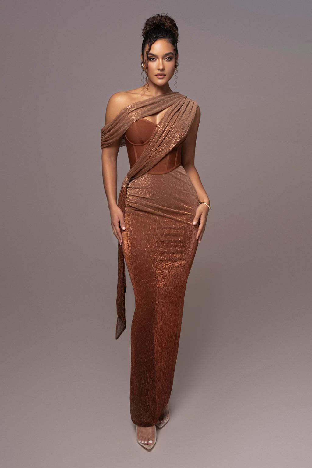 One Shoulder Tulle Gown Evening Dress