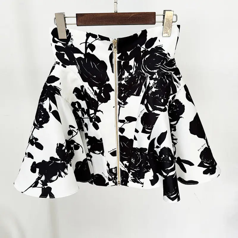 2025 Fashion Women Summer Dress Manufacturers Floral Metal Button Skirt Printed Mini Skirt Women Dress