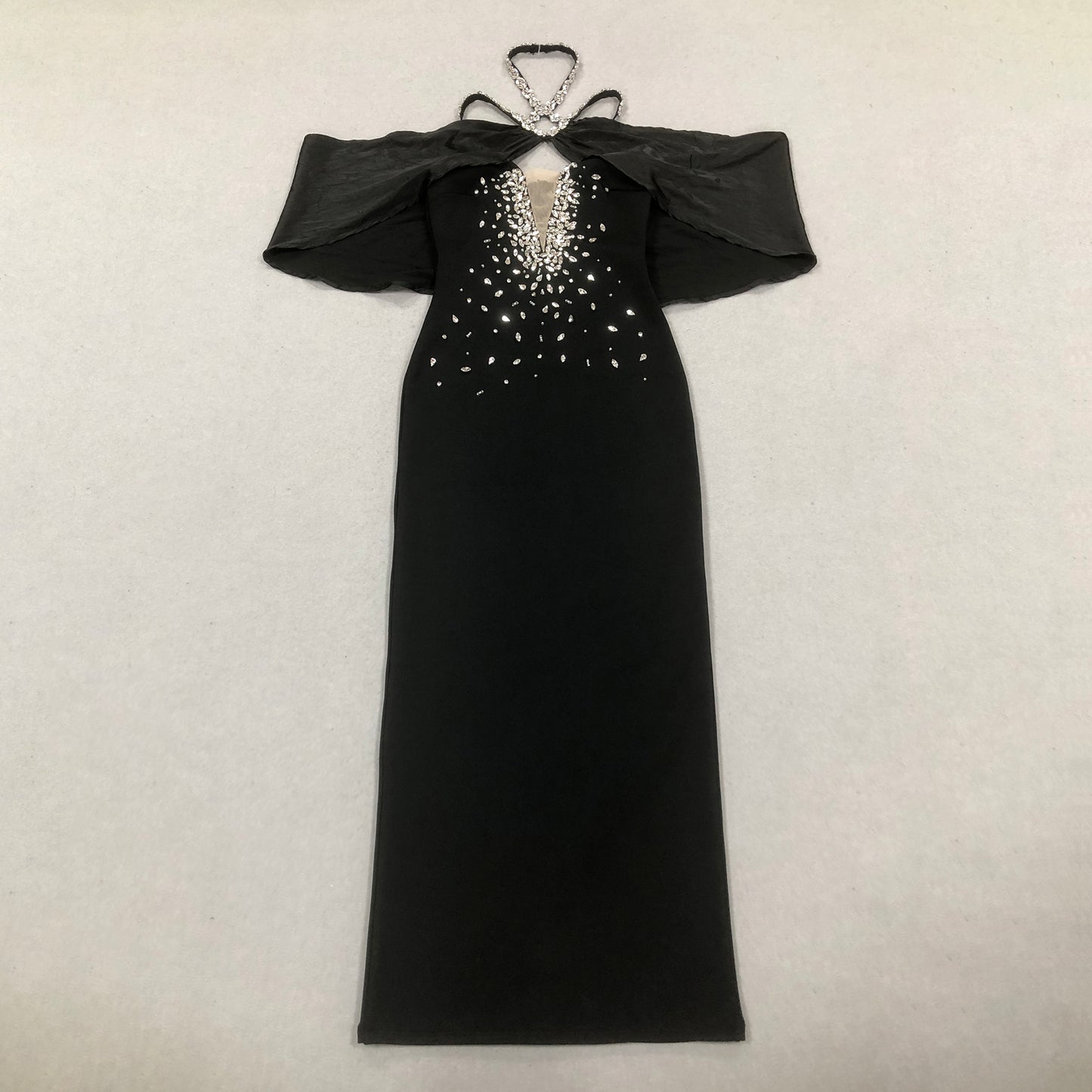 Ladies Halter Long Mermaid Gown Luxury Rhinestone Party Dresses Women Evening Elegant Party Dress
