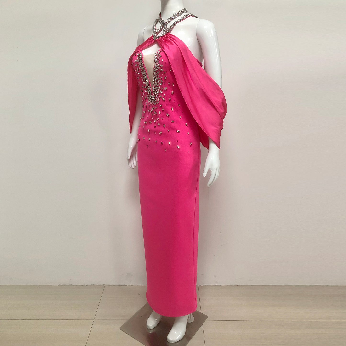 Ladies Halter Long Mermaid Gown Luxury Rhinestone Party Dresses Women Evening Elegant Party Dress