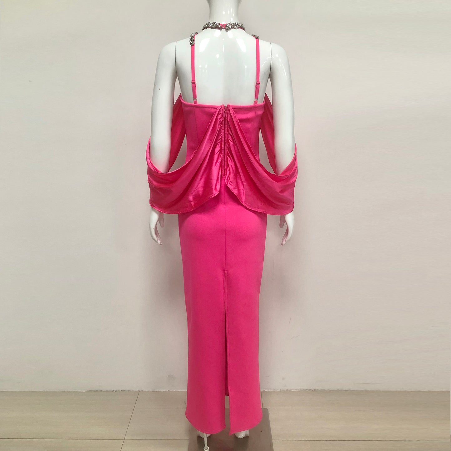 Ladies Halter Long Mermaid Gown Luxury Rhinestone Party Dresses Women Evening Elegant Party Dress