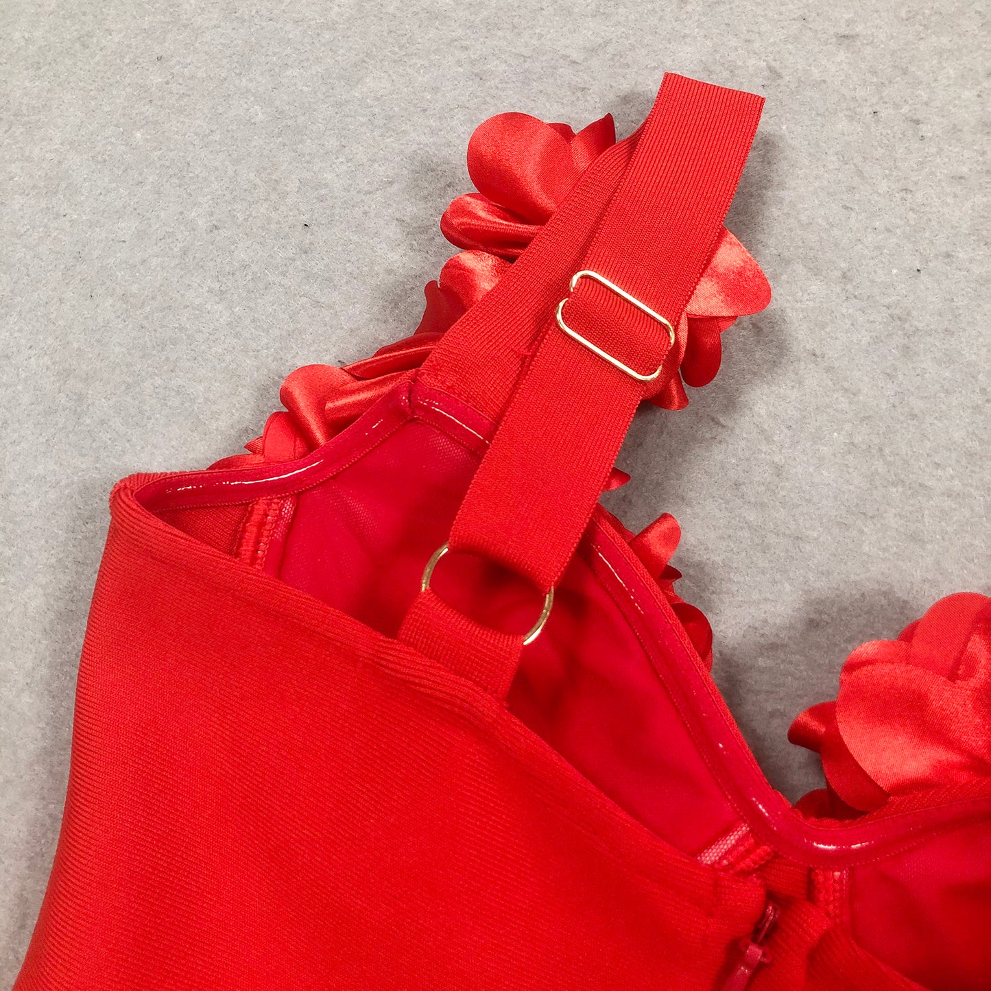 3D Flower One Shoulder Bandage Evening Gowns Elegant Red Long Gown Formal Party Wear Dresses for Women