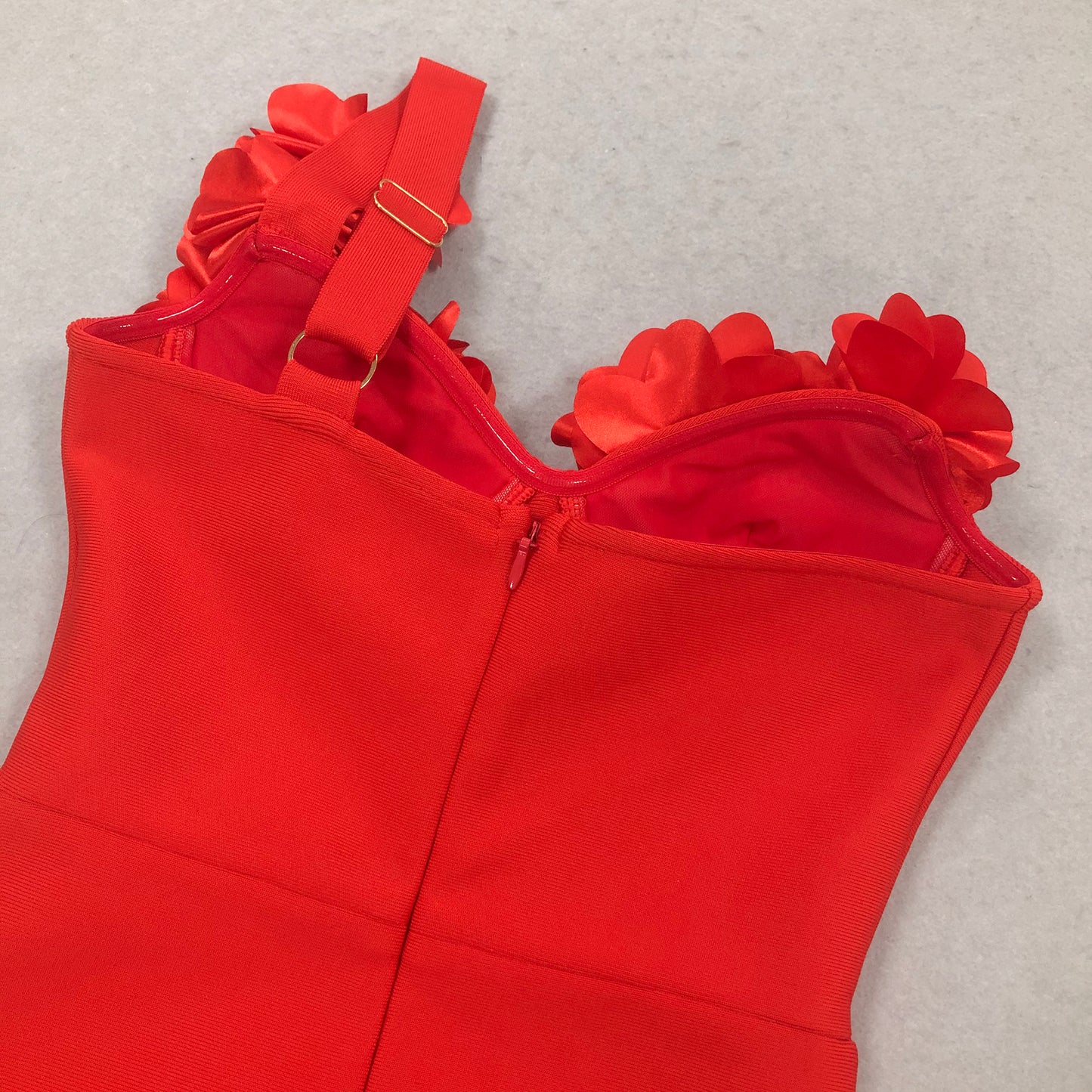 3D Flower One Shoulder Bandage Evening Gowns Elegant Red Long Gown Formal Party Wear Dresses for Women