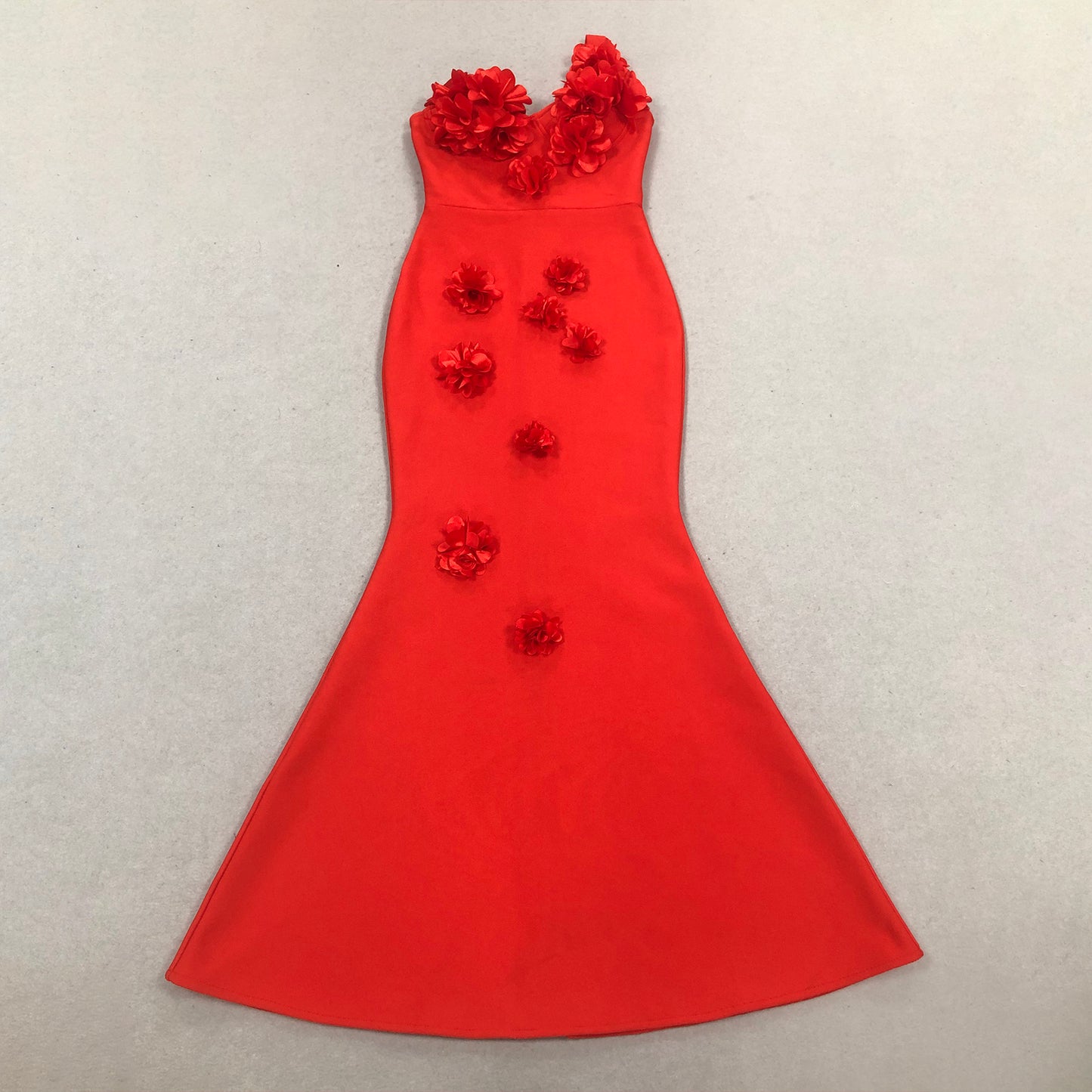 3D Flower One Shoulder Bandage Evening Gowns Elegant Red Long Gown Formal Party Wear Dresses for Women