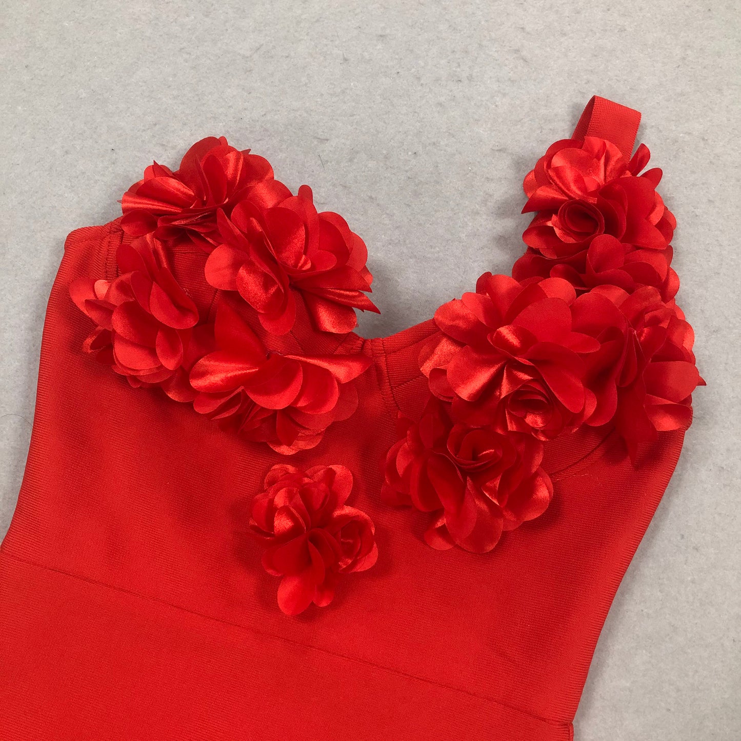 3D Flower One Shoulder Bandage Evening Gowns Elegant Red Long Gown Formal Party Wear Dresses for Women