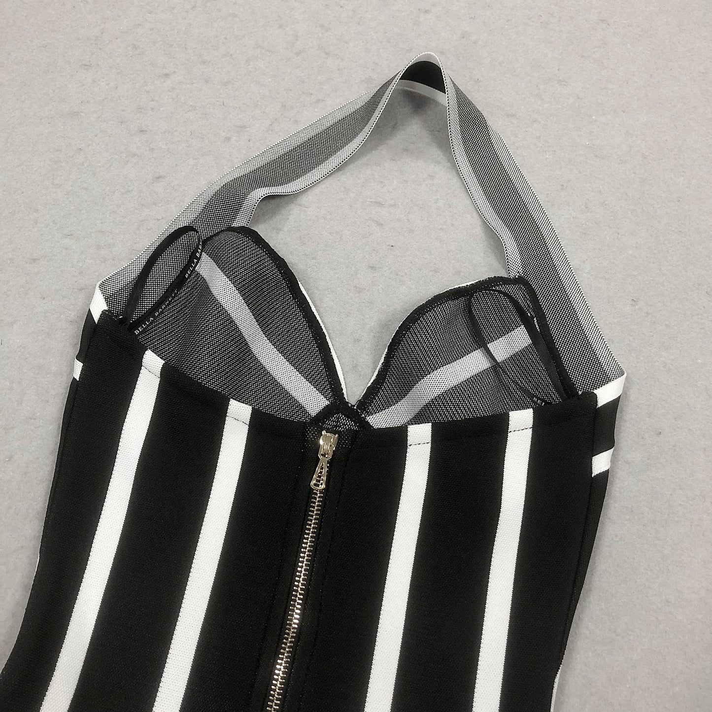 Black White Striped Halter Dresses
