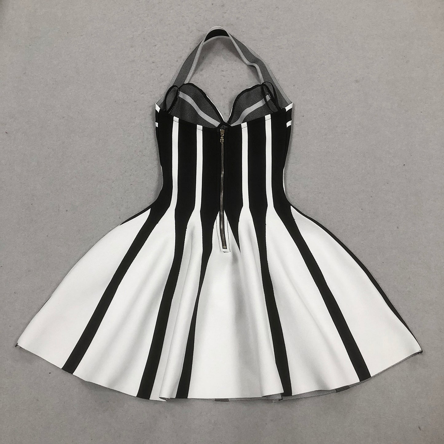 Black White Striped Halter Dresses
