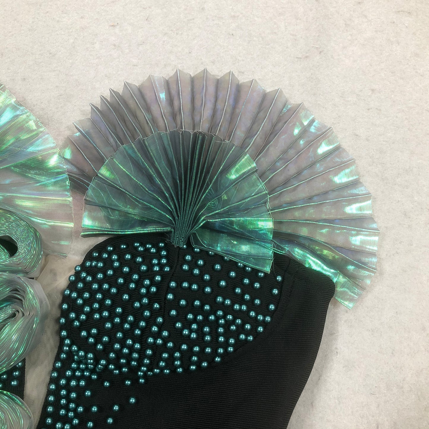 3D Fan Strapless Black Evening Dresses