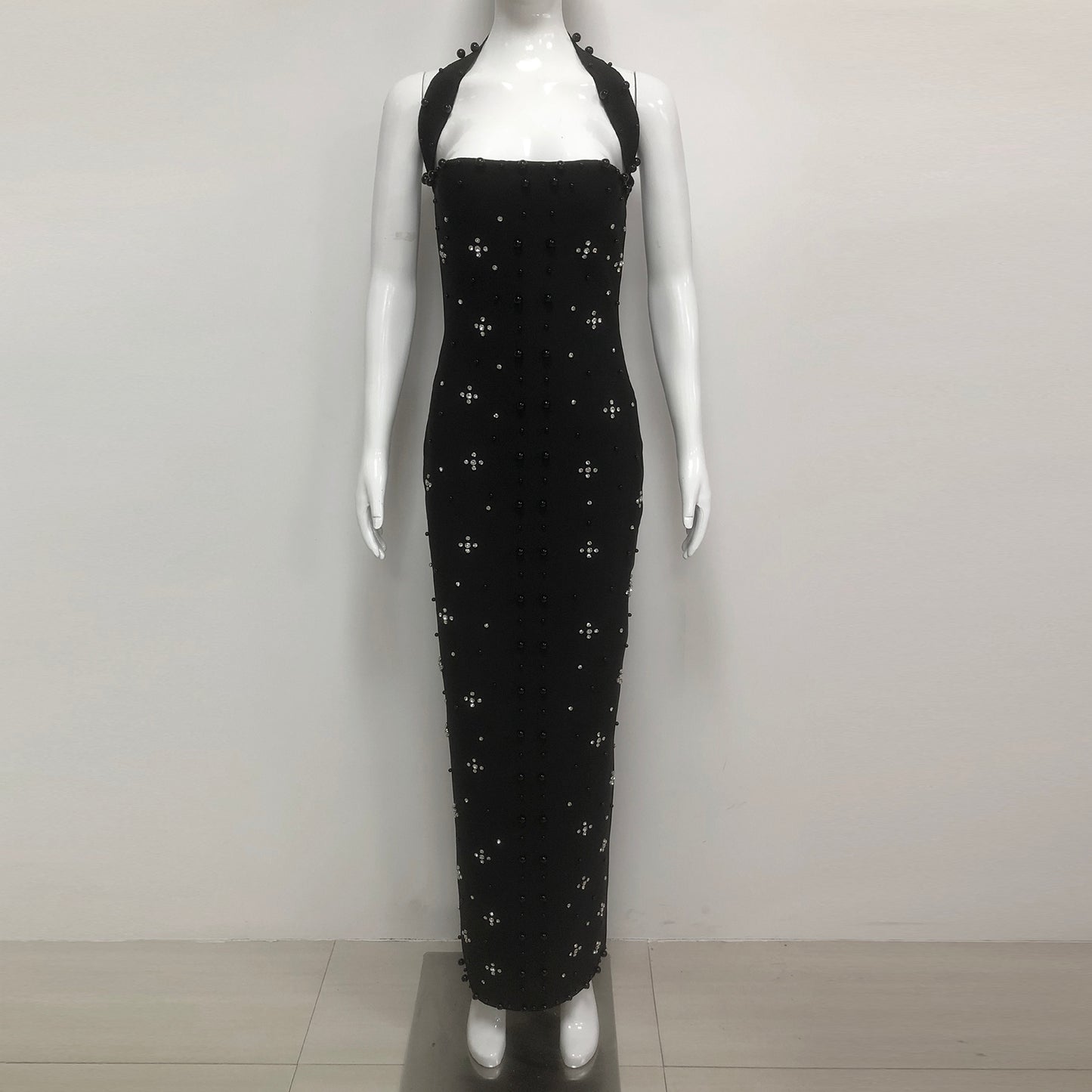 Black Halter Bandage Dress