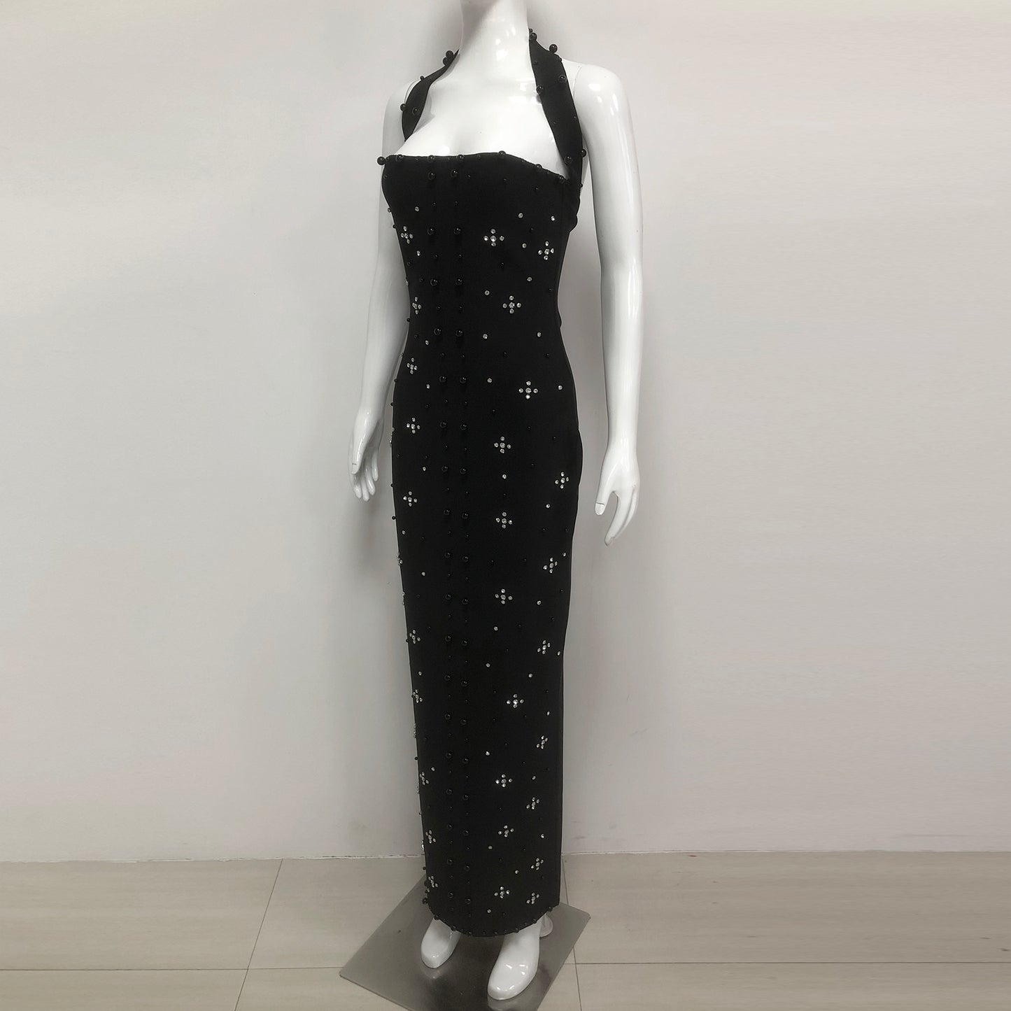 Black Halter Bandage Dress