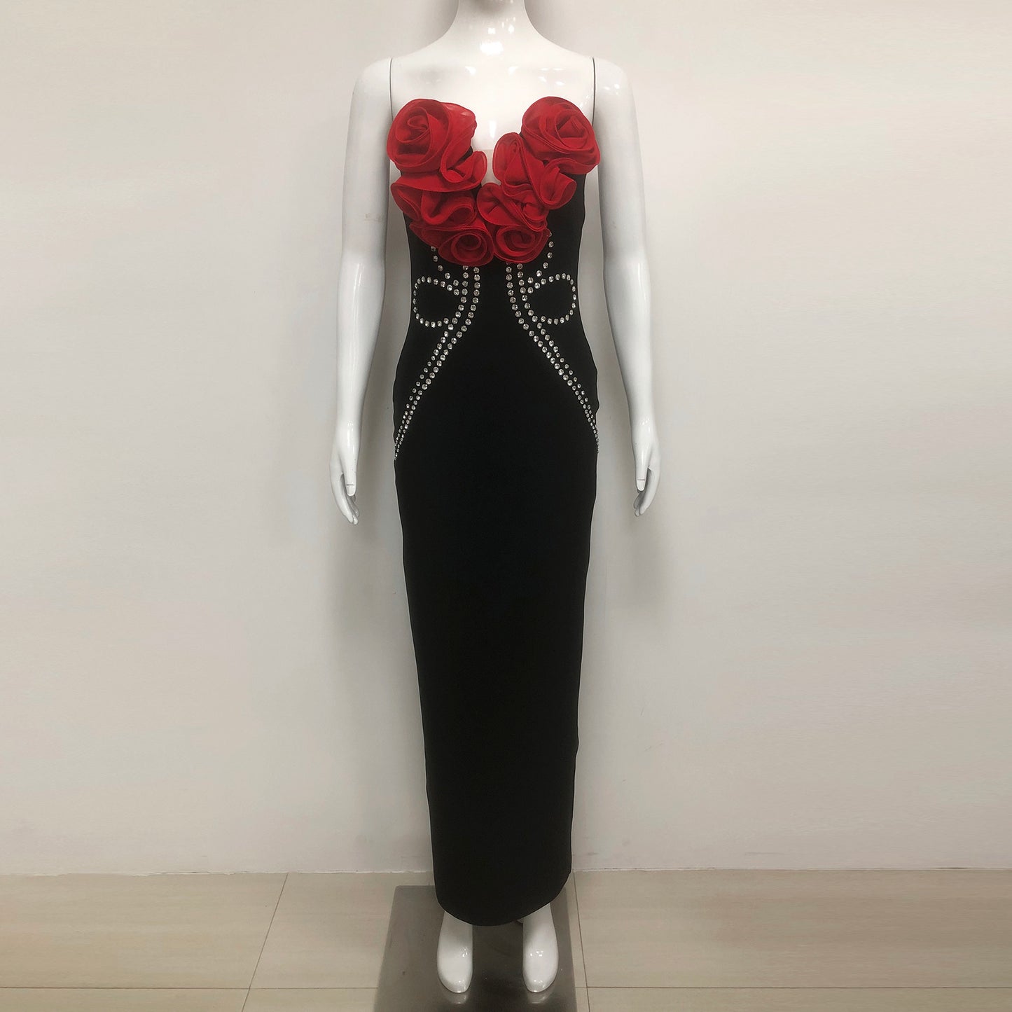 Off the Shoulder Long Maxi Party Dress with 3D Flowers