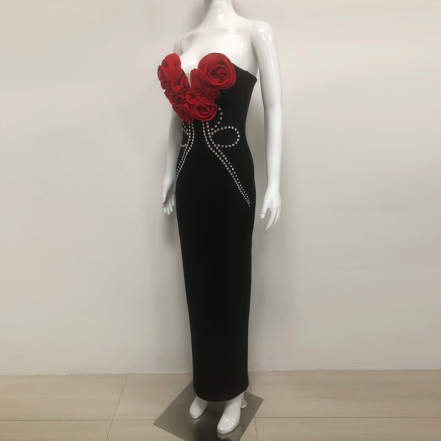 Off the Shoulder Long Maxi Party Dress with 3D Flowers