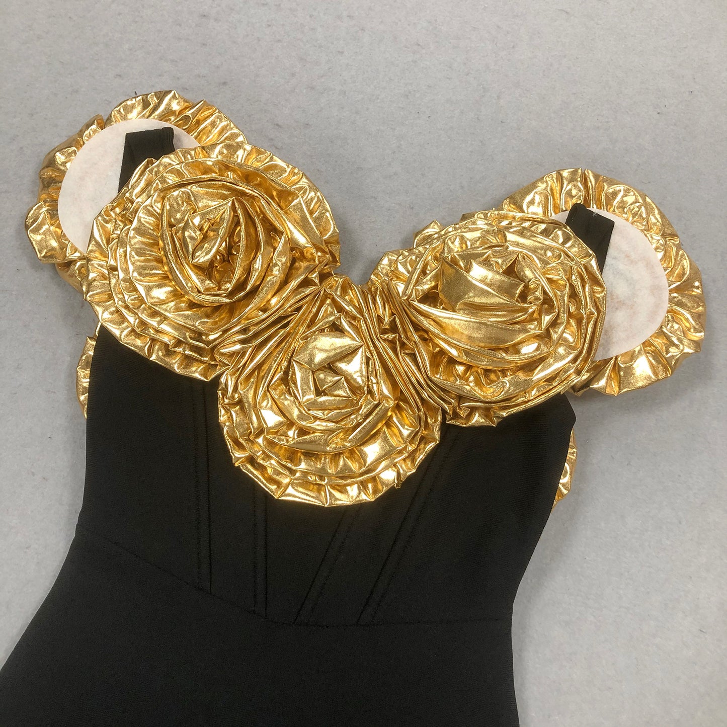 Golden 3D Flower Long Bodycon Formal Party Gown Elegant Luxury Black Evening Dresses for Women