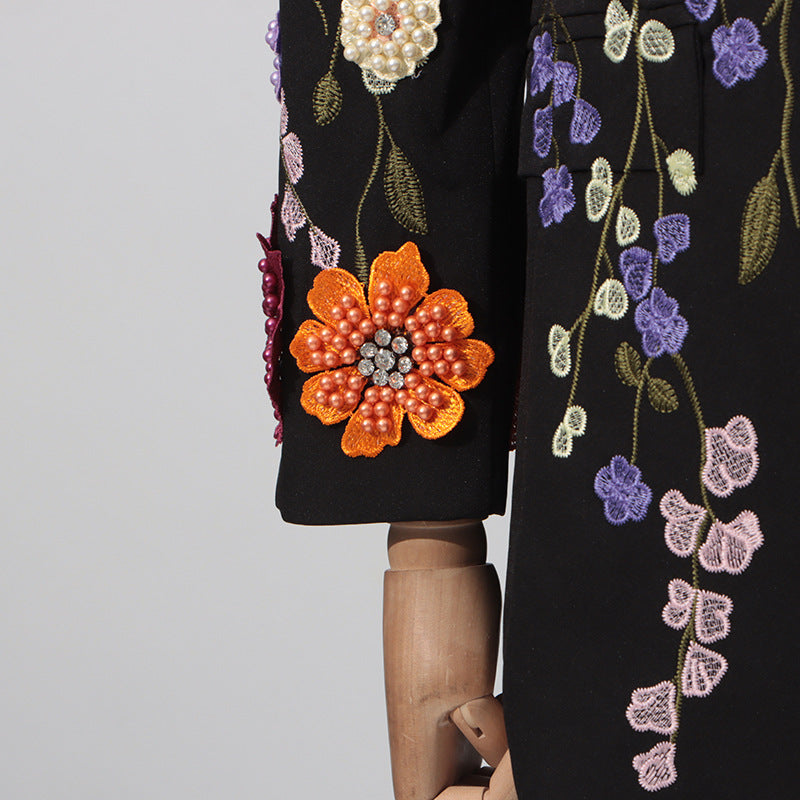 Women Elegant Fashion Suit Coat Custom Embroidered Floral Blazer Jacket