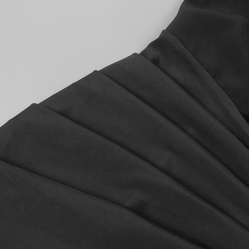 Wholesale Women Elegant Black Formal Dress Sleeveless Deep V Neck High Slit Long Evening Dresses Party Outfit with Gold Buttons