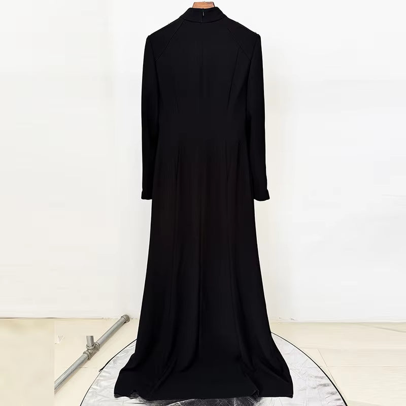 Elegant Womens Clothing Black Long Sleeve Mermaid Dress Floor Length Modest Beaded Gown Luxury Evening Dresses for Woman