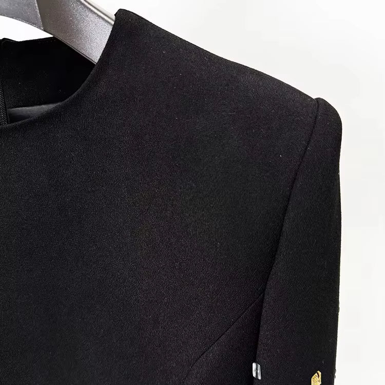 Fashion Beaded Rhinestones Mid-Length Sleeve Formal Evening Dress Women Elegant Luxury Expensive Occasion Midi Bodycon Dresses