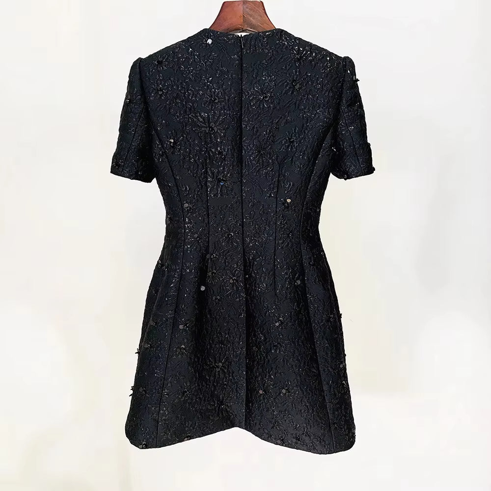 Elegant Womens Formal Short Party Dress Floral Jacquard Luxury Evening Dresses
