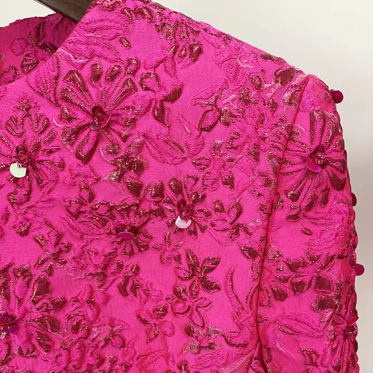 Elegant Womens Formal Short Party Dress Floral Jacquard Luxury Evening Dresses