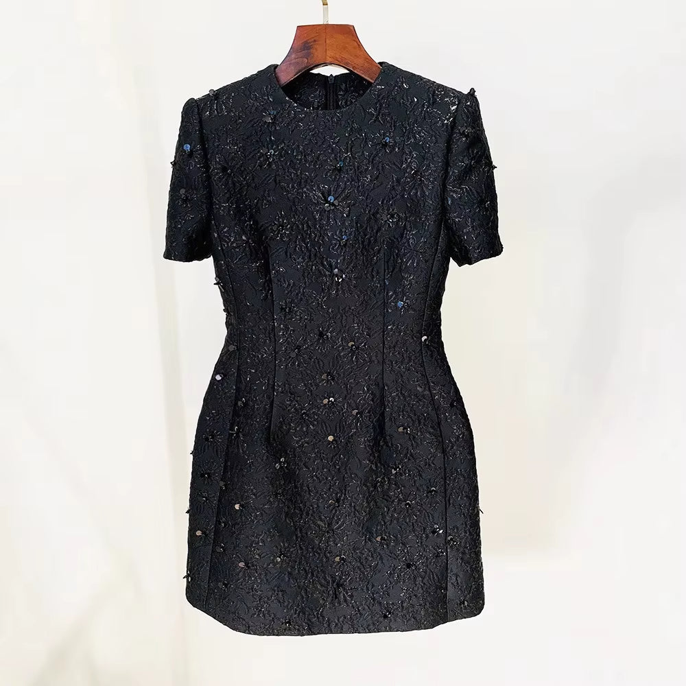 Elegant Womens Formal Short Party Dress Floral Jacquard Luxury Evening Dresses