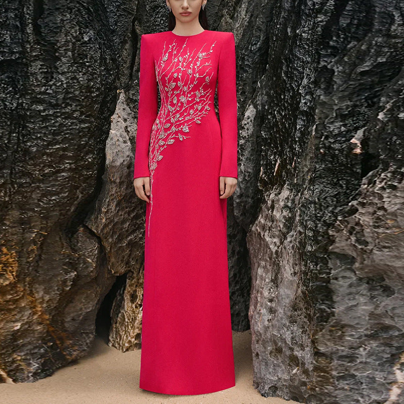Rhinestone Floral Formal Party Dresses