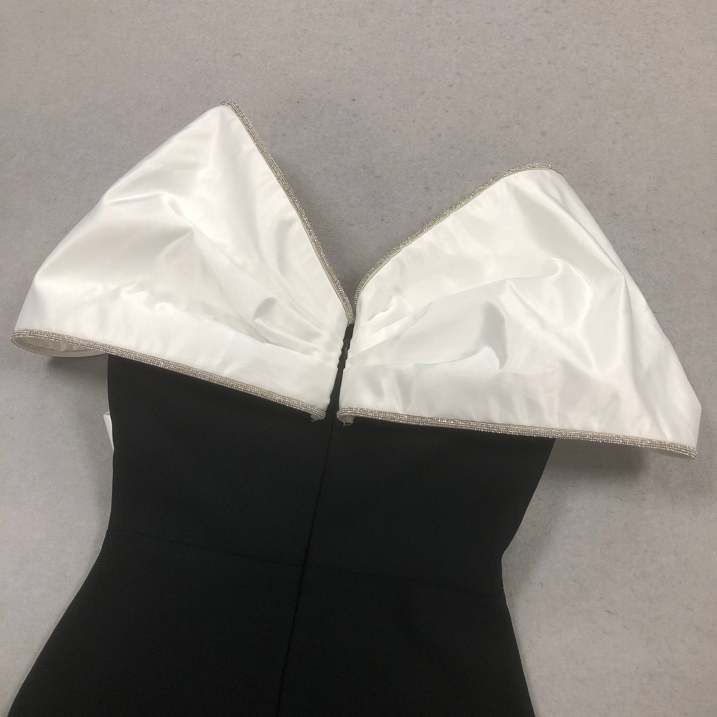 Black Mermaid Dress With White Satin Bow