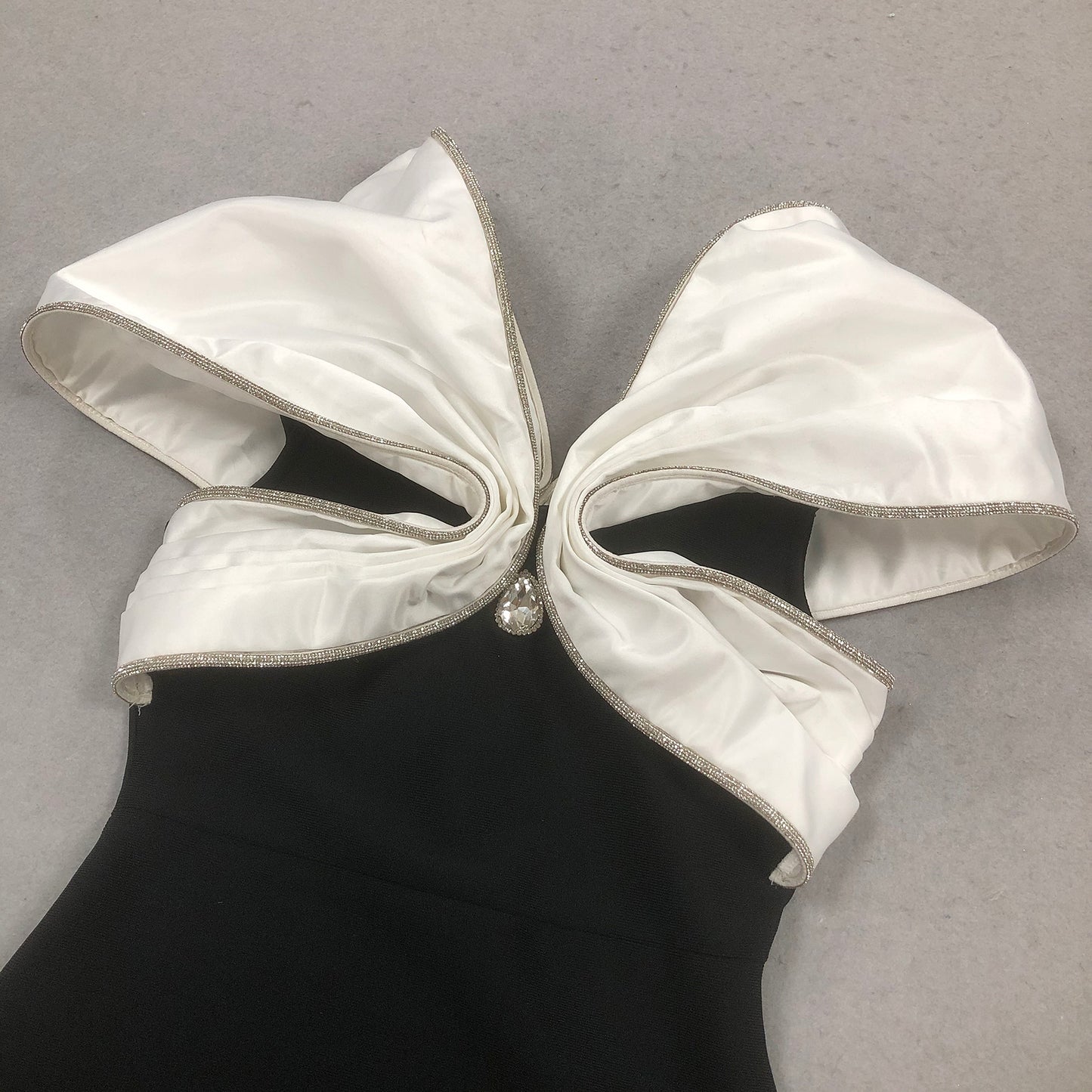 Black Mermaid Dress With White Satin Bow