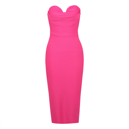 Rose Red Midi Bandage Dress