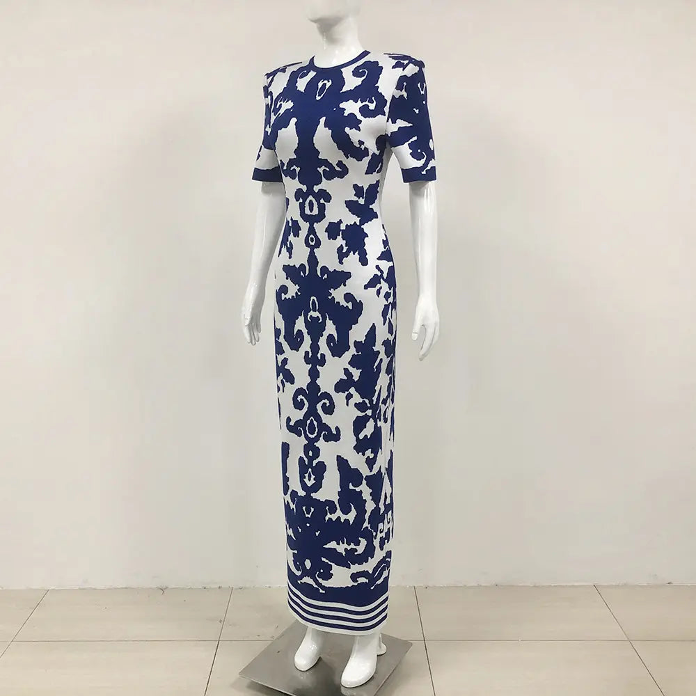 2025 Wholesale Elegant Women Summer Vintage Jacquard Bandage Maxi Dress Custom Women Casual Dress Manufacturer
