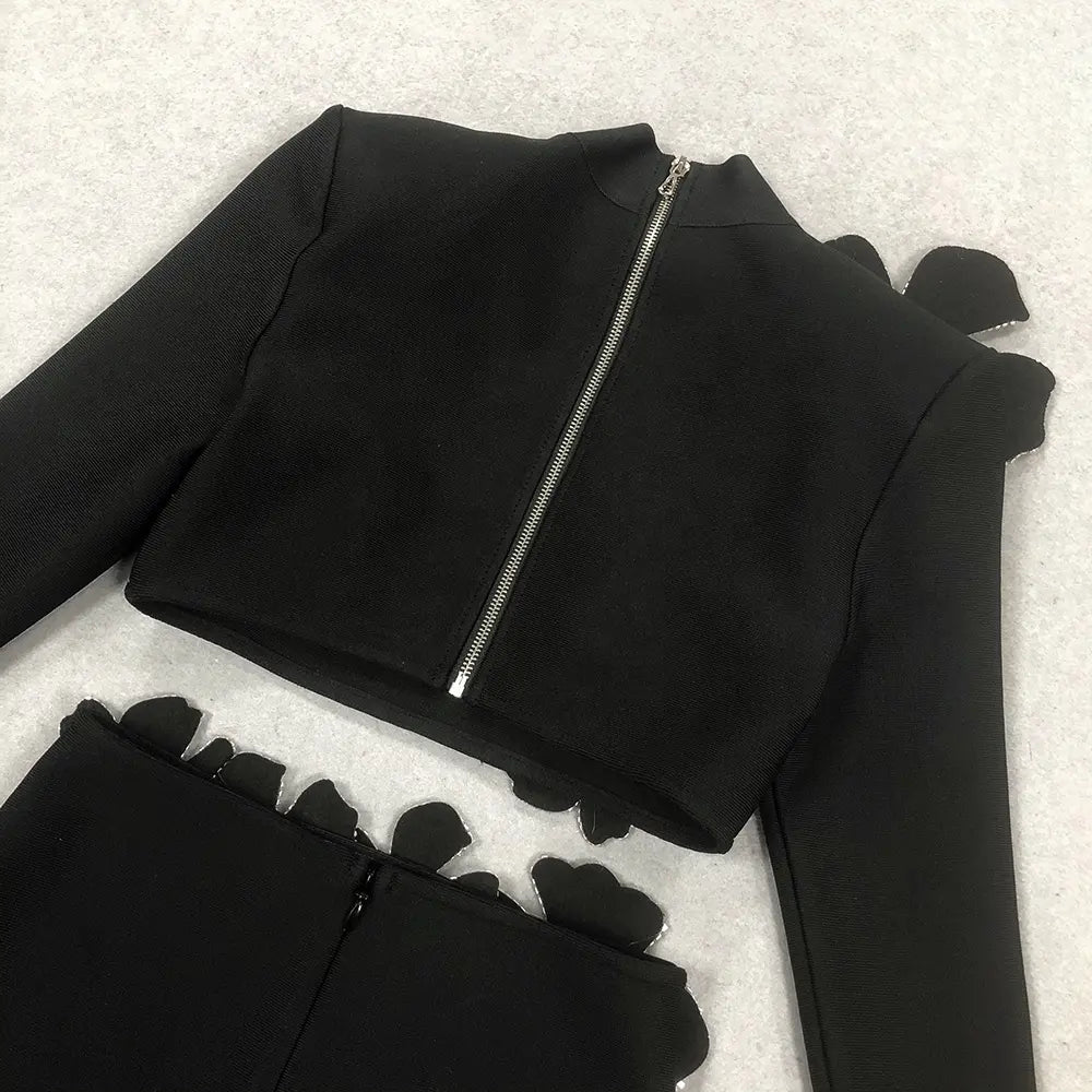 Custom designer clothing famous brand women Conjuntos feminine 2 piece suit winter party wear women's clothing