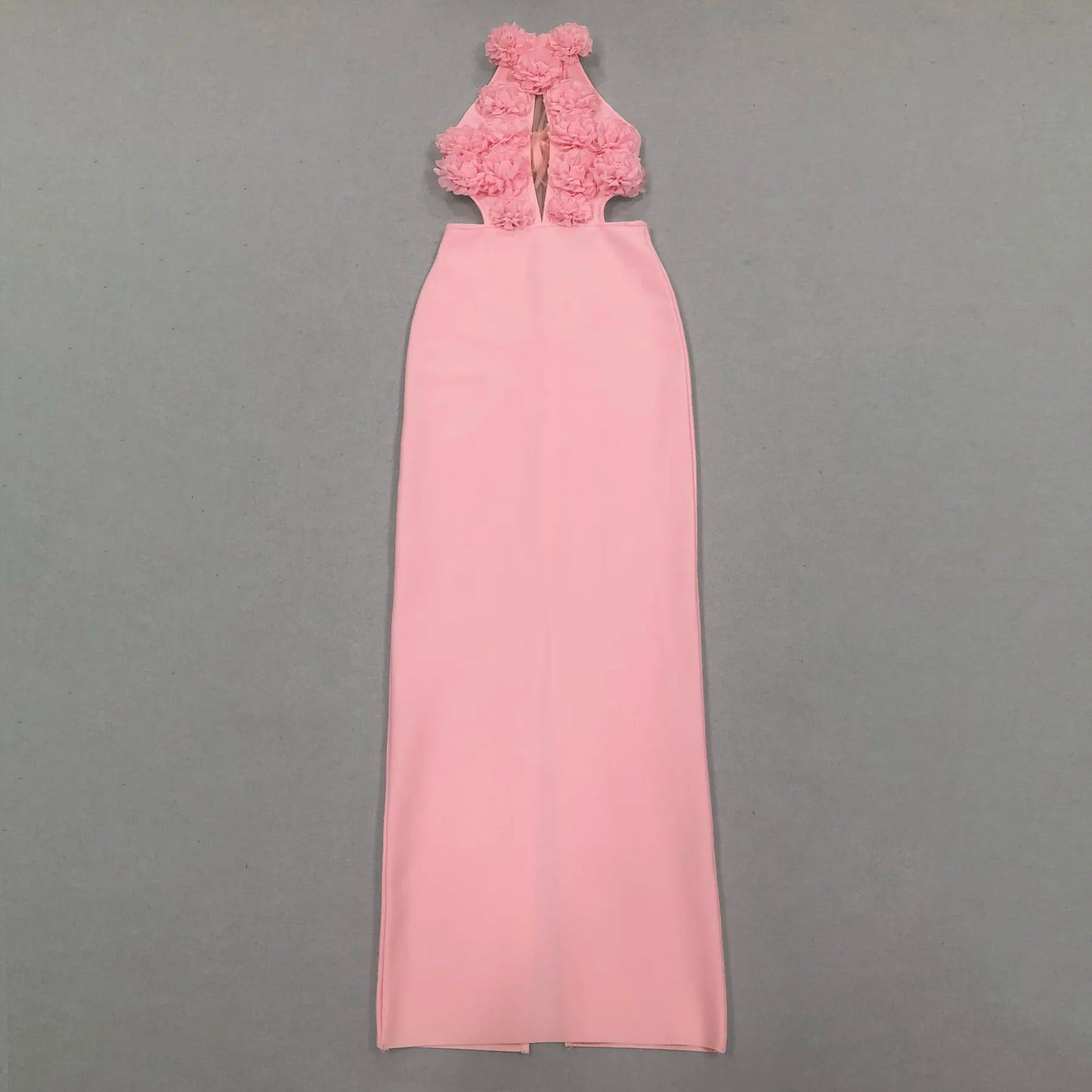 Wholesale women sexy birthday bandage dress nightgown De Soiree Elegante luxury 3d rose flower pink dinner evening dress