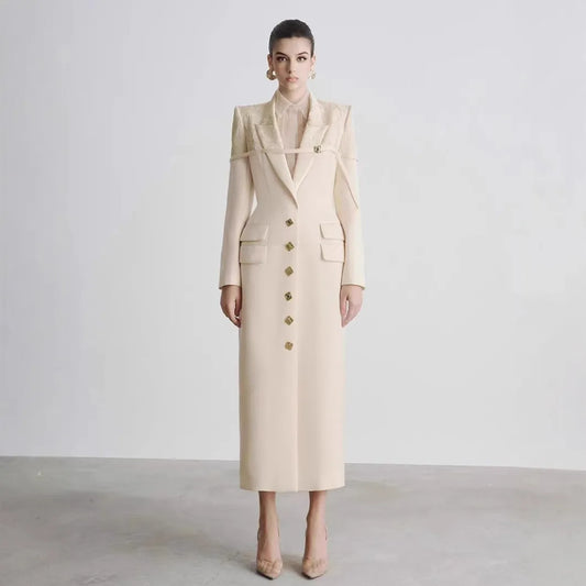 Elegant women's fashion clothing long sleeve evening dress women's long suit jacket