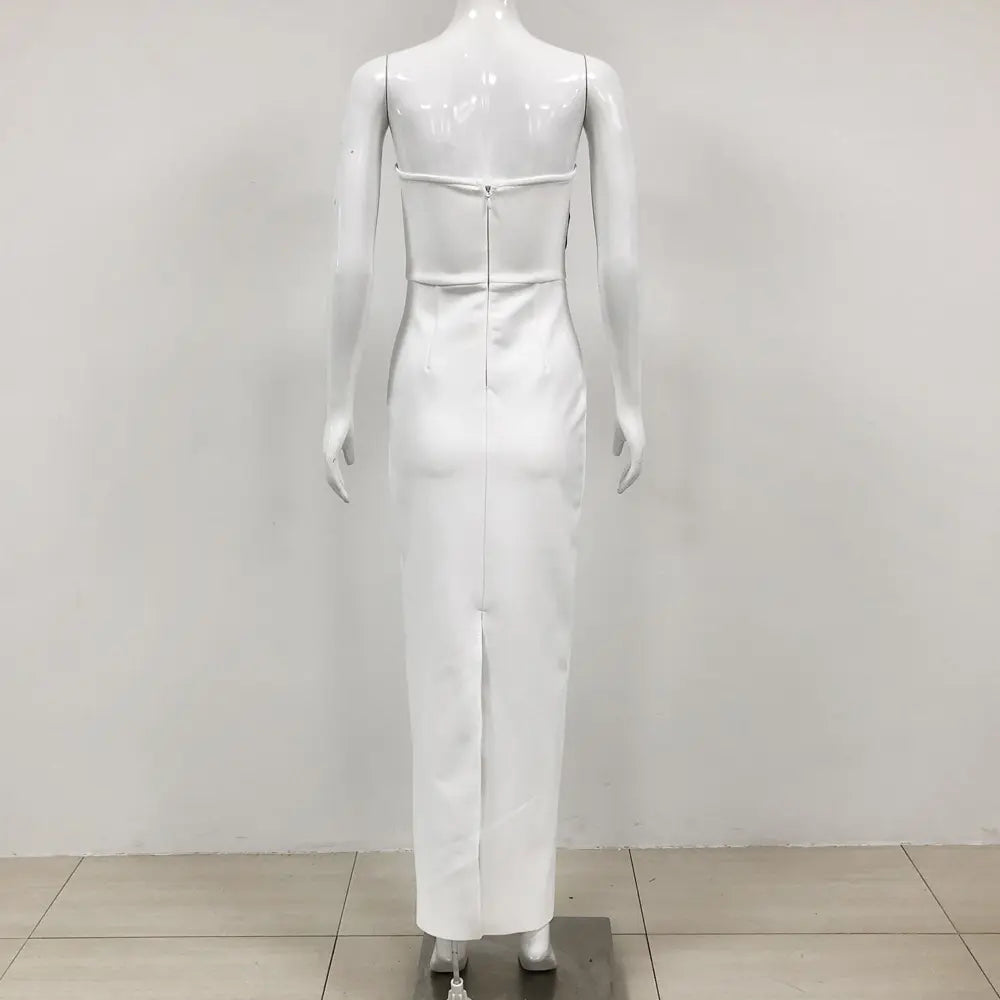 Wholesale Elegant Women Vetement Women Long Bodycon White Bandage Dress Luxury Large Flower Women Evening Dress