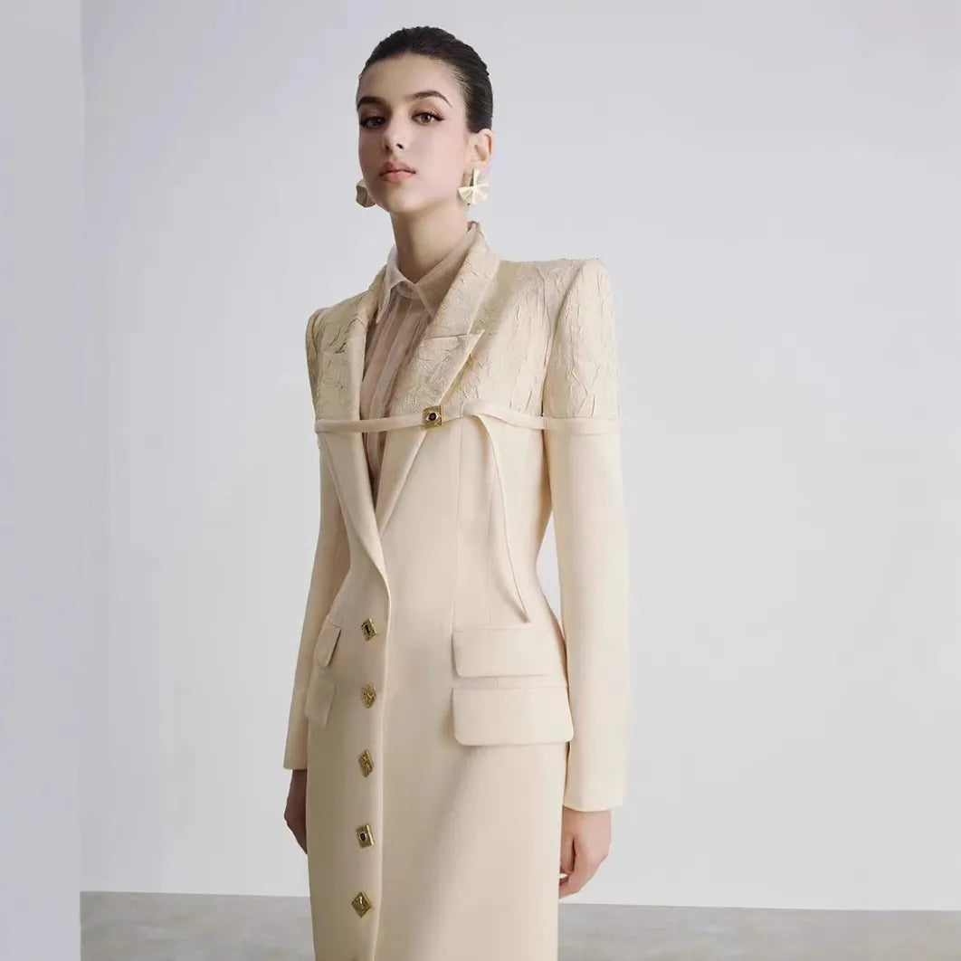 Elegant women's fashion clothing long sleeve evening dress women's long suit jacket
