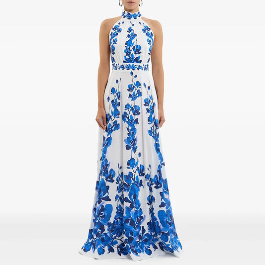 Wholesale women's summer dresses 2025 women's print elegant casual festival party backless maxi dress