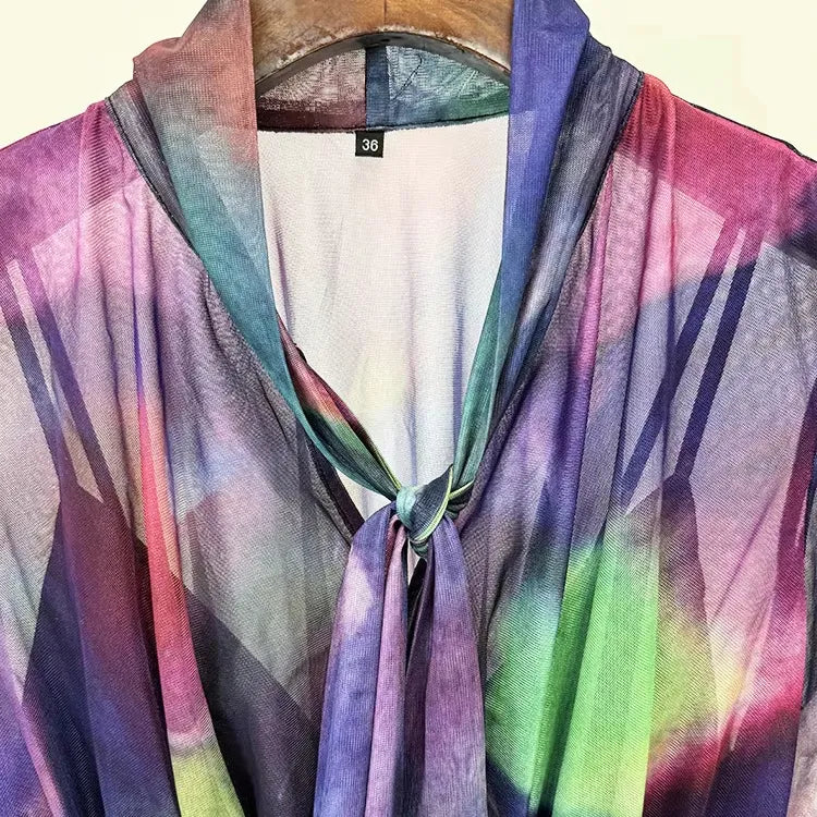 2025 luxury women's brand dress manufacturers abstract print long flowing summer vacation dress for women