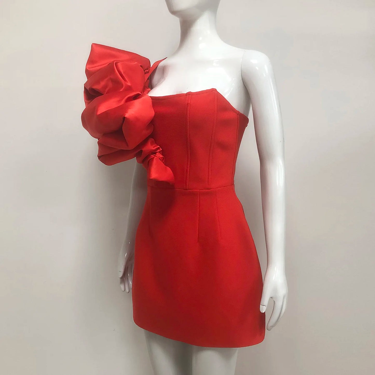 Luxury Birthday Evening Dress Women Rochi De Seara Wedding Dress Red Sexy Bodycon Mini Prom Dress With Flowers