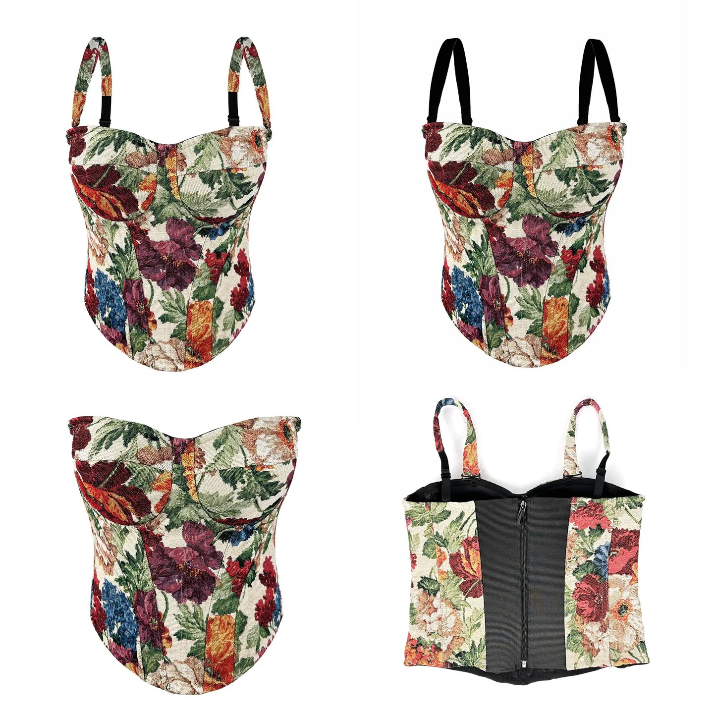 Wholesale women's custom design camisole printed herringbone corset