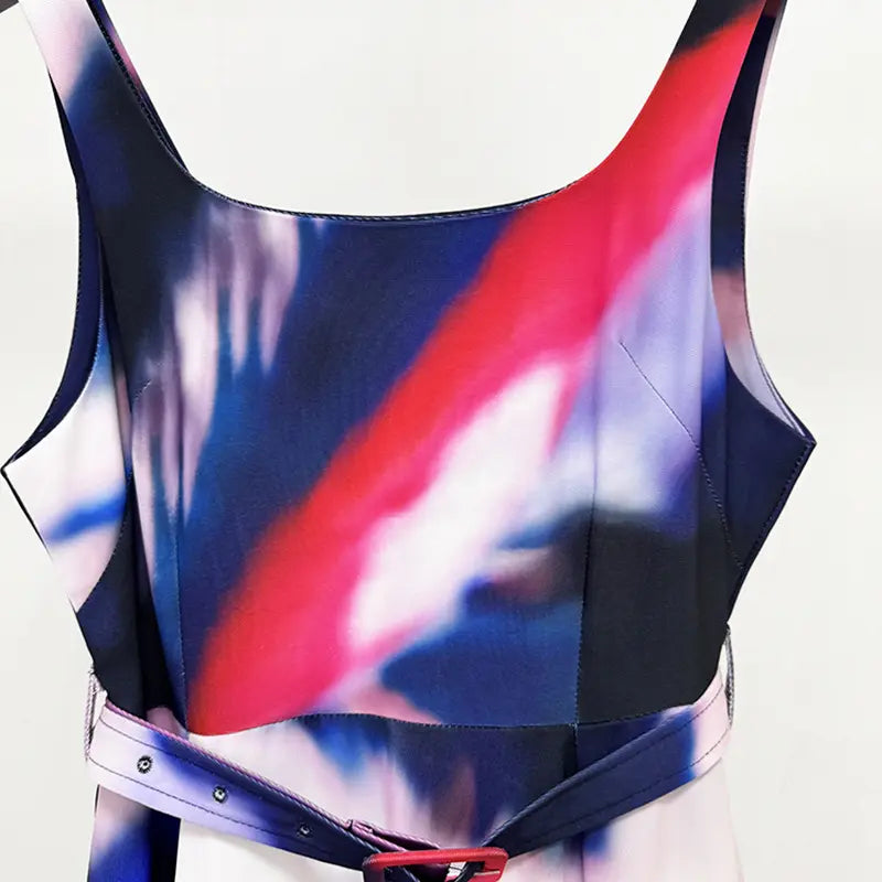 2025 New Arrival Nightgown Pour Femme Soiree Square Neck Sleeveless Long Party Evening Dress Women Multicolor Printed Summer Dress