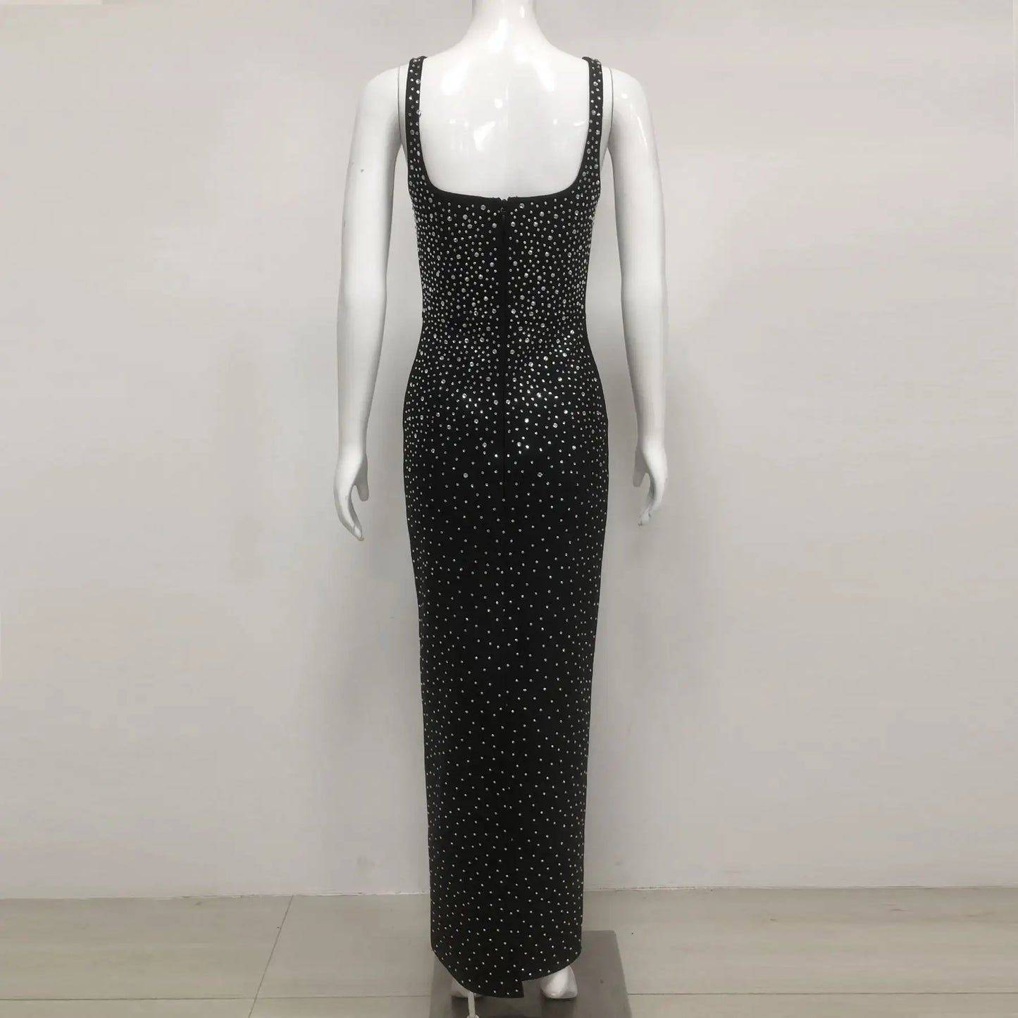 Luxury women dress manufacturer low MOQ elegant women party wear diamond rhinestone prom evening dress
