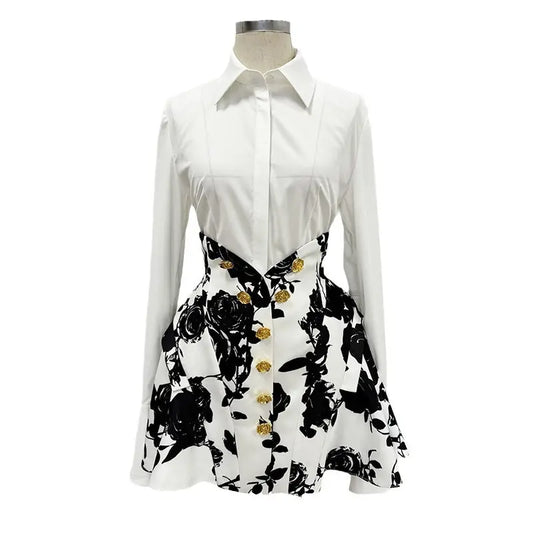 2025 Fashion Women Summer Dress Manufacturers Floral Metal Button Skirt Printed Mini Skirt Women Dress