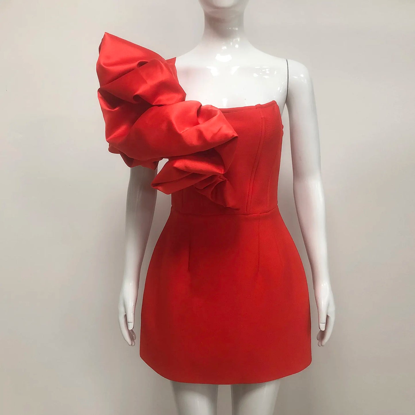 Luxury Birthday Evening Dress Women Rochi De Seara Wedding Dress Red Sexy Bodycon Mini Prom Dress With Flowers
