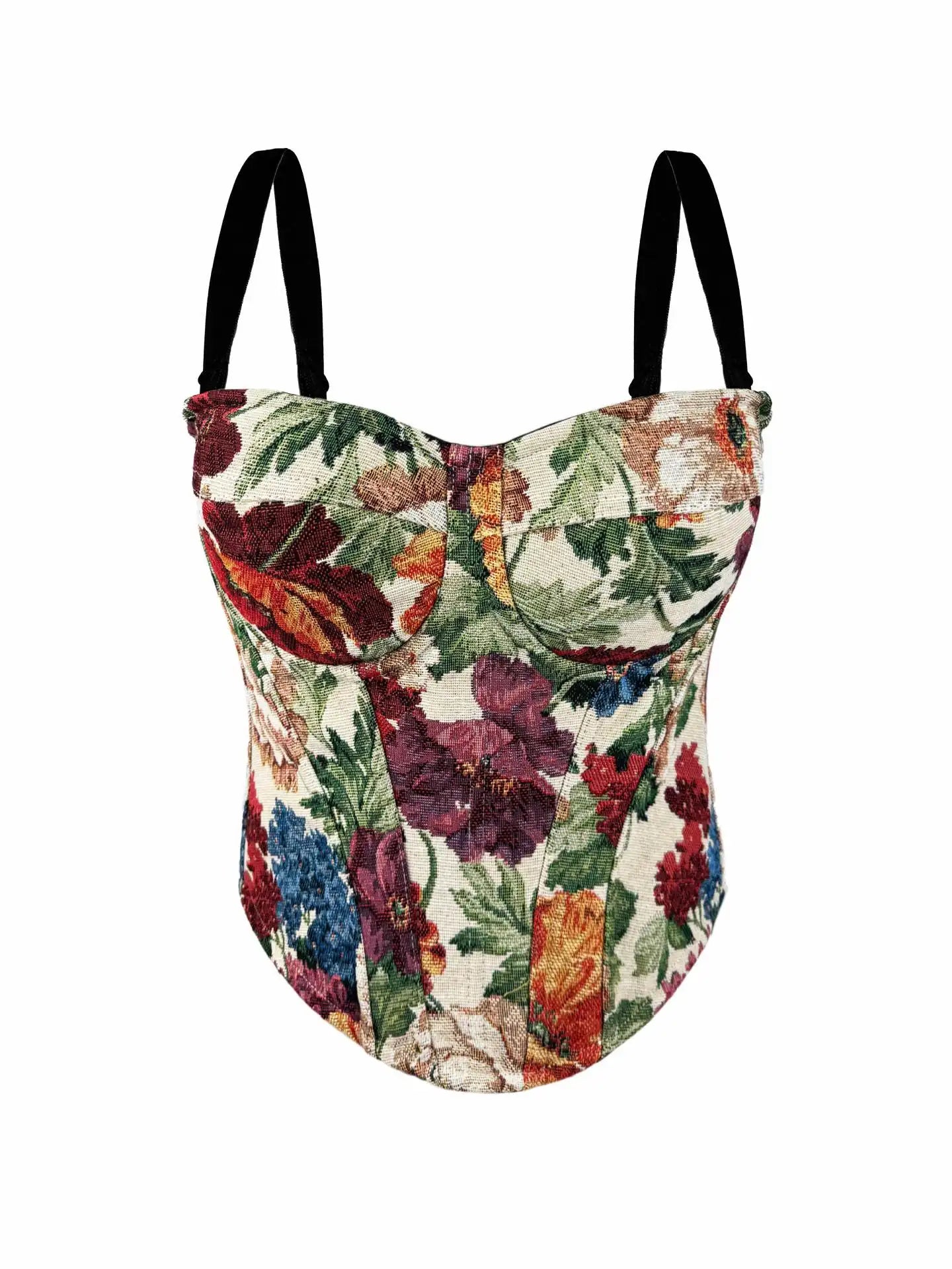 Wholesale women's custom design camisole printed herringbone corset