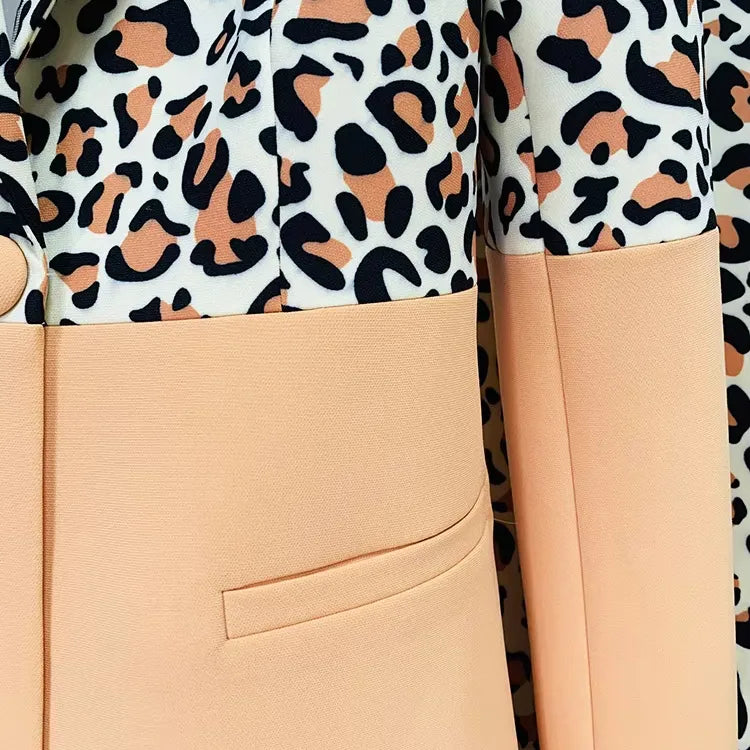 Trendy 2025 luxury brand women's clothing leopard print 2 piece suit block suit flared pants women's suit