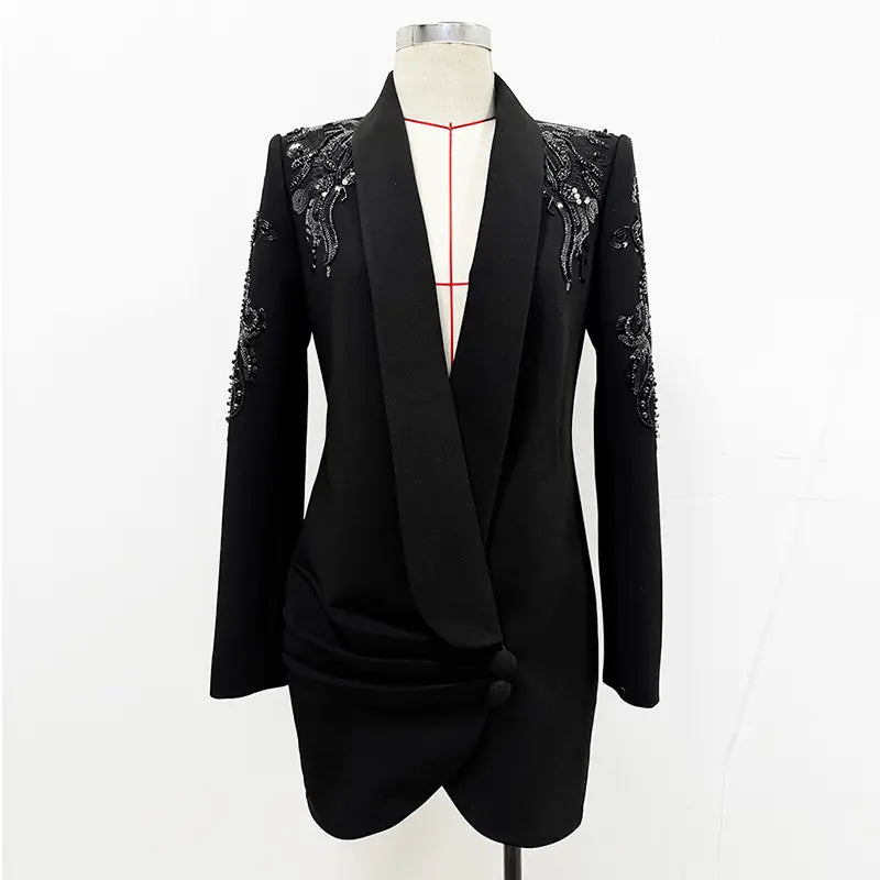 2025 womens luxury sports jackets womens heavy sequins beads rhinestones womens sports jacket dress